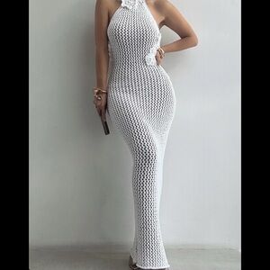 JLuxLabel Ivory Paradise Crochet Maxi Dress
